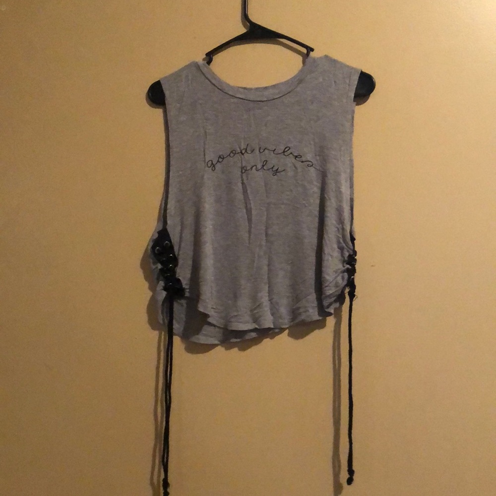 Charlotte Russe, light grey cut out t-shirt, womens L